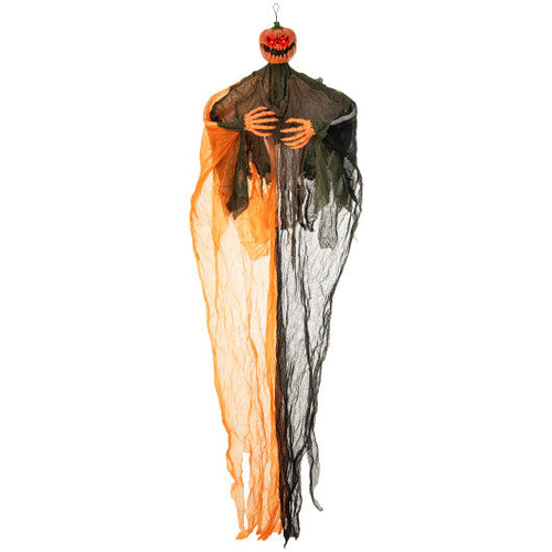 Load image into Gallery viewer, 6 Feet Hanging Pumpkin Ghost with Red Glowing Eyes and Bendable Arms
