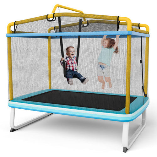 Load image into Gallery viewer, 6 Feet Rectangle Trampoline with Swing Horizontal Bar and Safety Net-Yellow
