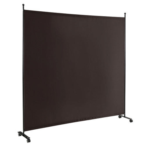 Load image into Gallery viewer, 6 Feet Single Panel Rolling Room Divider with Smooth Wheels-Brown
