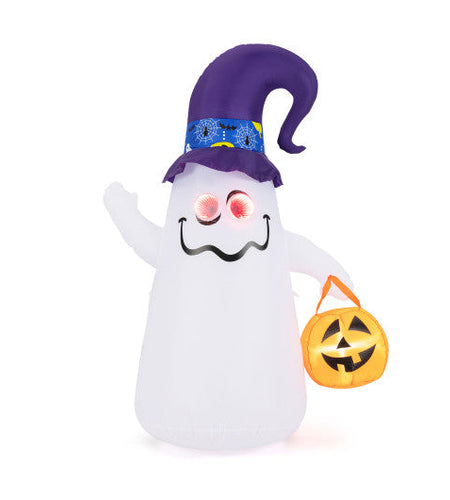 6 Ft Halloween Inflatables Cute Ghost with Dimming Infinity Mirror Light