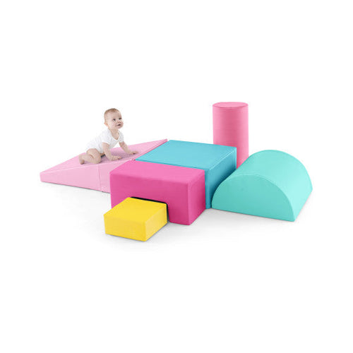 Load image into Gallery viewer, 6 Pieces Foam Climbing Blocks Indoor Climb and Crawl Activity Playset with Rectangles-Pink
