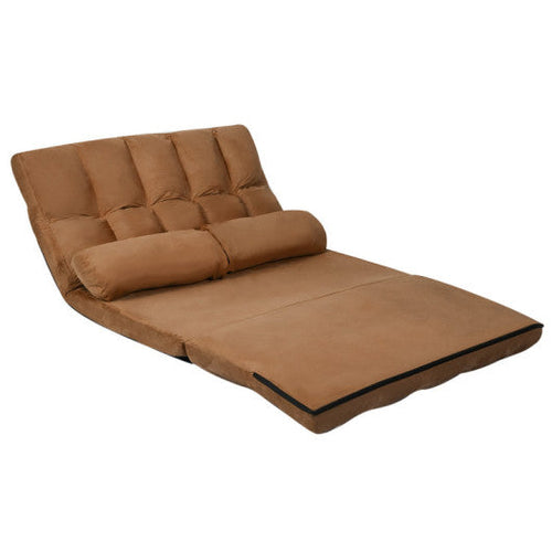 Load image into Gallery viewer, 6-Position Foldable Floor Sofa Bed with Detachable Cloth Cover-Brown
