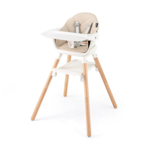Load image into Gallery viewer, 6 in 1 Convertible Highchair with Safety Harness and Removable Tray-Beige
