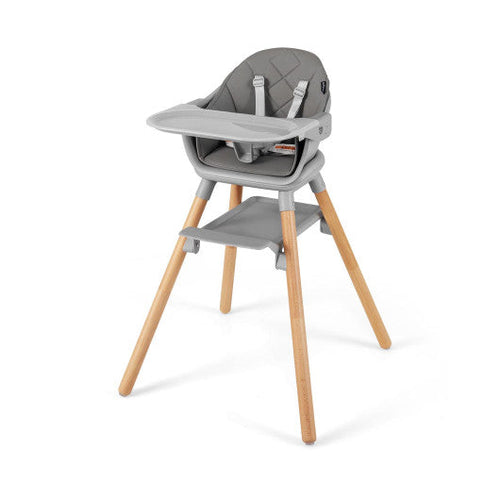 Load image into Gallery viewer, 6 in 1 Convertible Highchair with Safety Harness and Removable Tray-Gray
