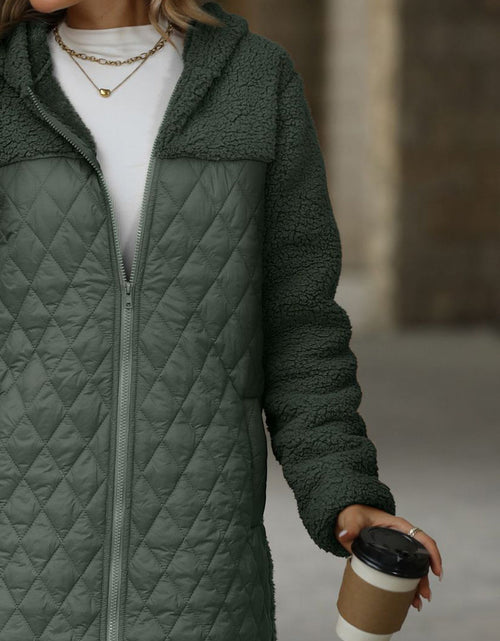 Load image into Gallery viewer, Texture Zip Up Long Sleeve Hooded Coat

