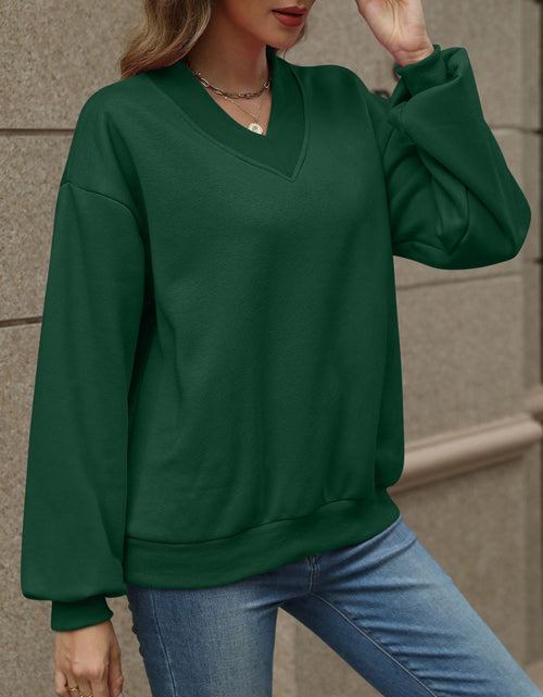Load image into Gallery viewer, V-Neck Long Sleeve Dropped Shoulder Sweatshirt
