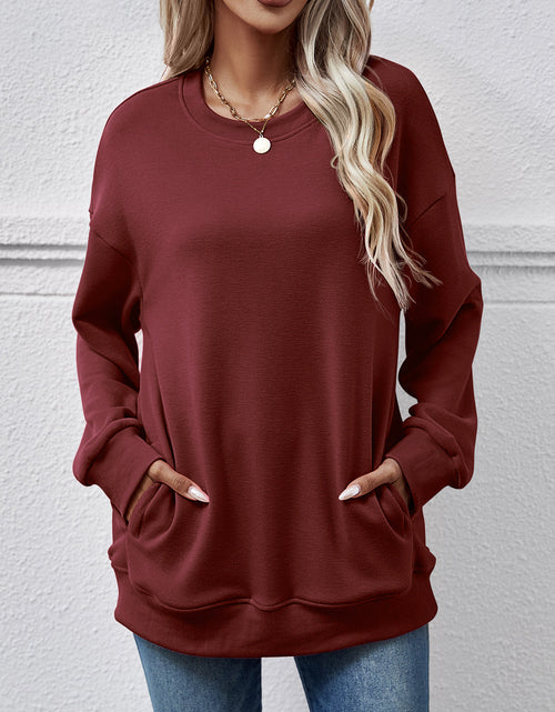 Load image into Gallery viewer, Dropped Shoulder Sweatshirt with Pockets
