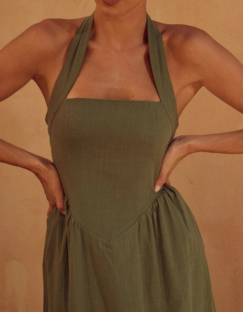 Load image into Gallery viewer, Halter Neck Maxi Dress with Pockets
