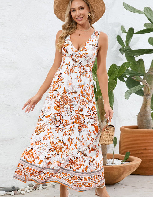 Load image into Gallery viewer, Printed V-Neck Wide Strap Dress
