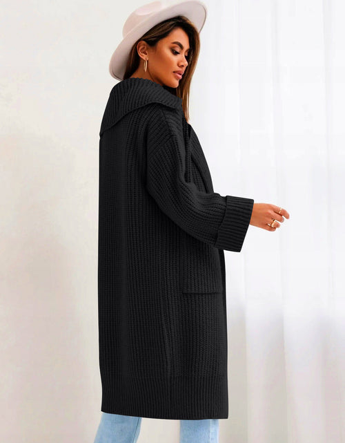 Load image into Gallery viewer, Pocketed Collared Neck Dropped Shoulder Cardigan
