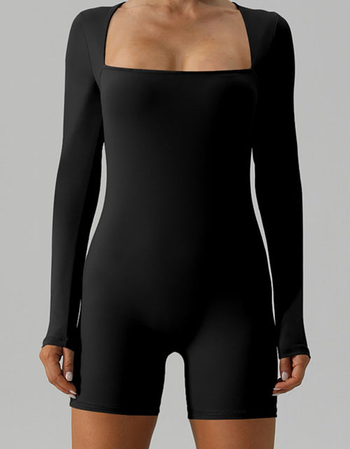 Load image into Gallery viewer, Square Neck Long Sleeve Active Romper
