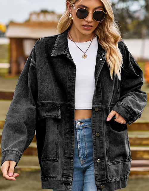 Load image into Gallery viewer, Dropped Shoulder Denim Jacket with Pockets
