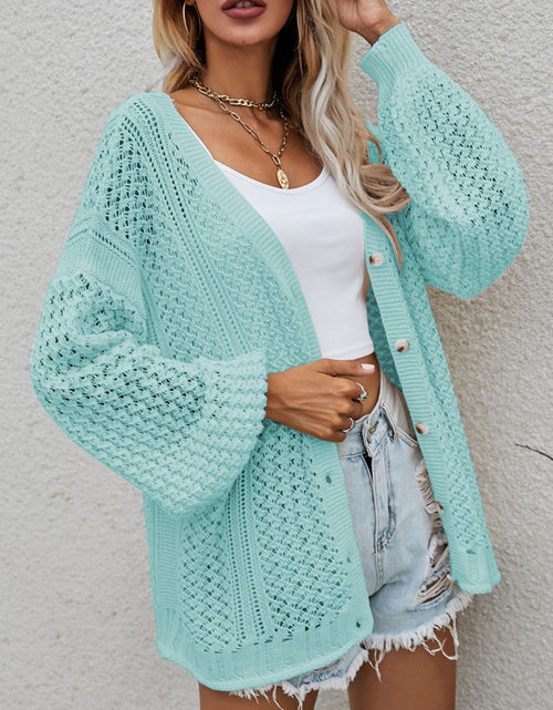 Load image into Gallery viewer, Openwork Button Front Cardigan
