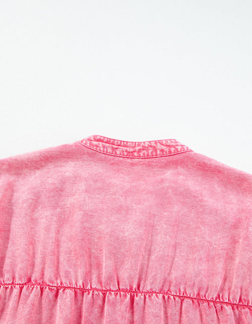 Load image into Gallery viewer, Ruffled Short Sleeve Buttoned Denim Mini Dress

