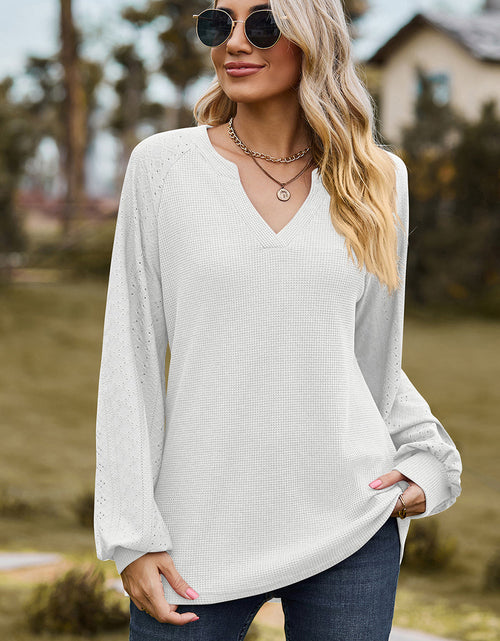 Load image into Gallery viewer, Eyelet Notched Raglan Sleeve T-Shirt

