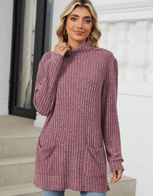 Load image into Gallery viewer, Ribbed Mock Neck Long Sleeve T-Shirt
