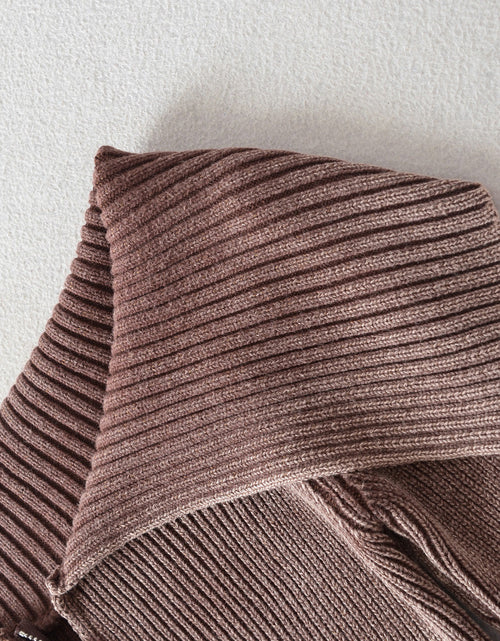 Load image into Gallery viewer, Double Take Ribbed Off-Shoulder Zip Up Long Sleeve Cardigan
