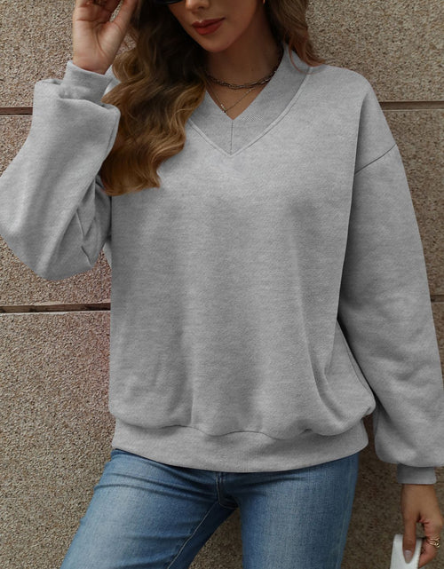 Load image into Gallery viewer, V-Neck Long Sleeve Dropped Shoulder Sweatshirt
