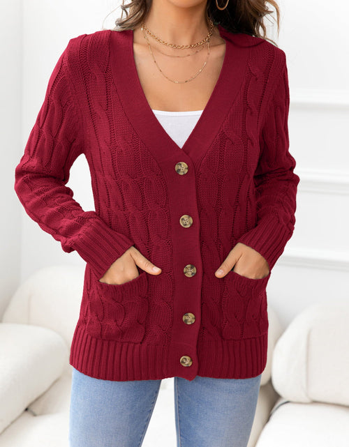 Load image into Gallery viewer, Button Down Cable-Knit Cardigan
