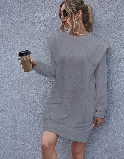 Load image into Gallery viewer, Round Neck Long Sleeve Mini Dress
