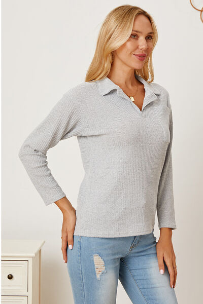 Load image into Gallery viewer, Collared Neck Dropped Shoulder T-Shirt
