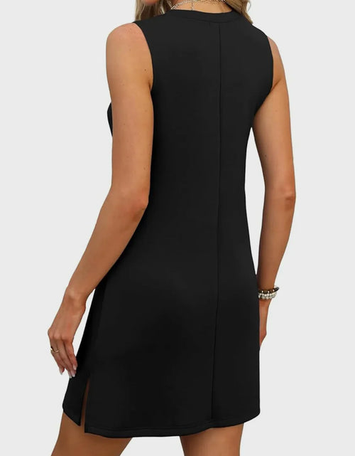 Load image into Gallery viewer, Slit V-Neck Sleeveless Mini Dress
