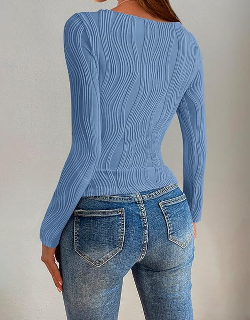Load image into Gallery viewer, Textured Round Neck Long Sleeve Top
