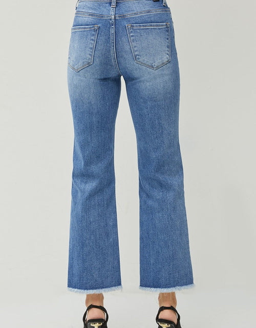 Load image into Gallery viewer, RISEN High Waist Raw Hem Slit Straight Jeans
