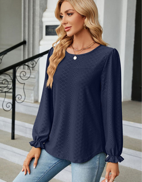 Load image into Gallery viewer, Round Neck Flounce Sleeve Blouse

