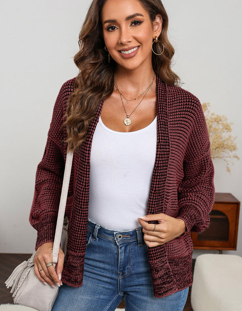Load image into Gallery viewer, Waffle-knit Pocketed Open Front Cardigan
