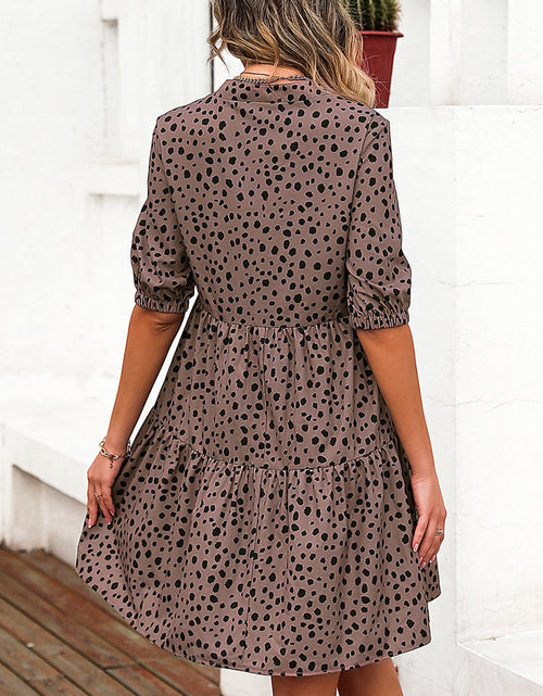 Load image into Gallery viewer, Printed Notched Half Sleeve Dress
