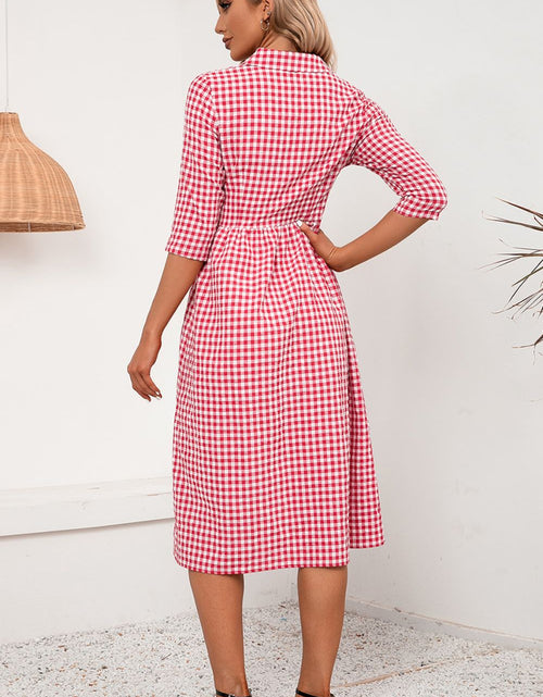 Load image into Gallery viewer, Ivy Lane Plaid Collared Neck Midi Dress
