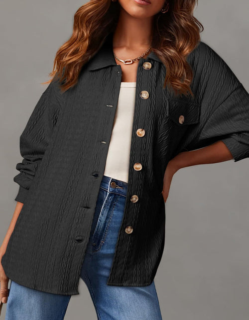Load image into Gallery viewer, Textured Button Up Long Sleeve Shacket
