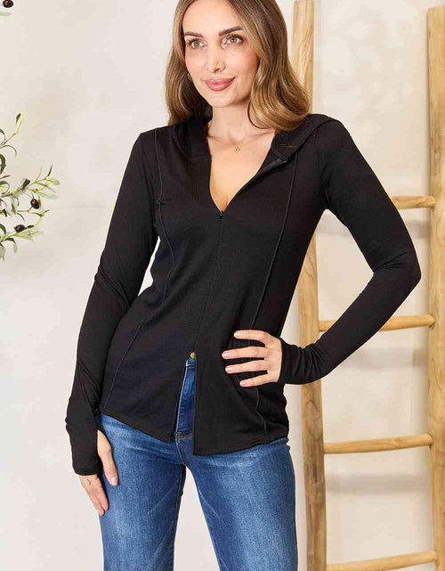 Load image into Gallery viewer, Culture Code Full Size Exposed Seam Long Sleeve Hoodie
