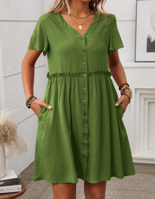 Load image into Gallery viewer, Button Front Flutter Sleeve Dress
