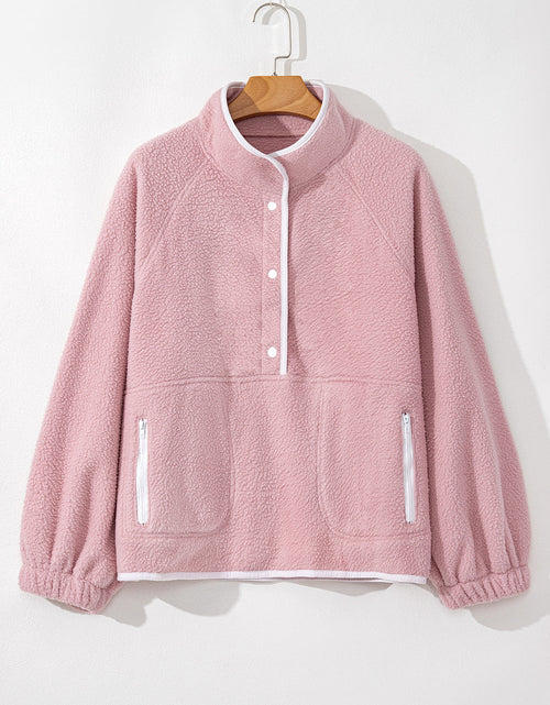 Load image into Gallery viewer, Half Snap Long Sleeve Sweatshirt with Side Slit Pockets

