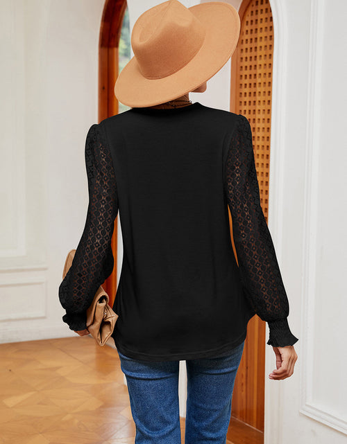 Load image into Gallery viewer, Contrast V-Neck Long Sleeve Blouse

