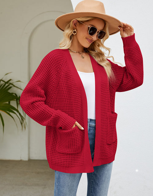 Load image into Gallery viewer, Open Front Long Sleeve Cardigan with Pockets
