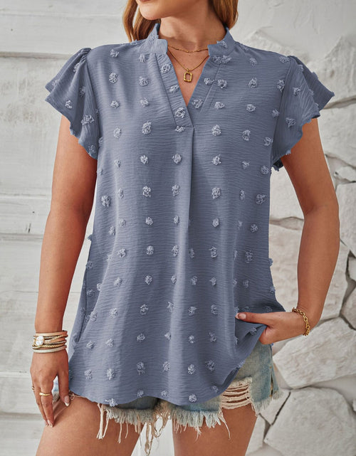 Load image into Gallery viewer, Swiss Dot Notched Cap Sleeve T-Shirt
