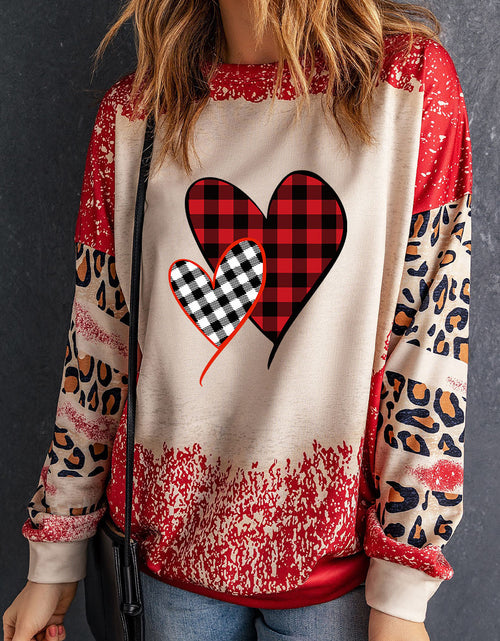Load image into Gallery viewer, Heart Leopard Round Neck Sweatshirt
