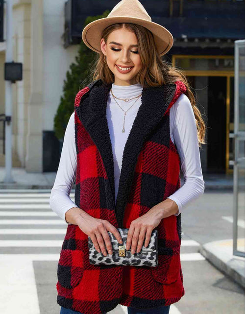 Load image into Gallery viewer, Plaid Hooded Vest
