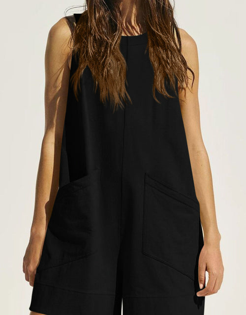 Load image into Gallery viewer, Lovelet Round Neck Sleeveless Romper with Pockets
