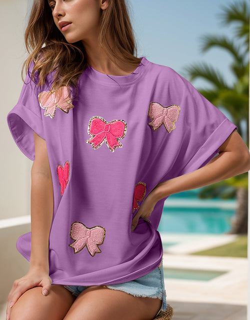 Load image into Gallery viewer, Bow Round Neck Short Sleeve T-Shirt
