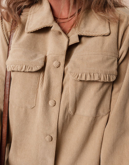 Load image into Gallery viewer, Frill Button Up Long Sleeve Shacket
