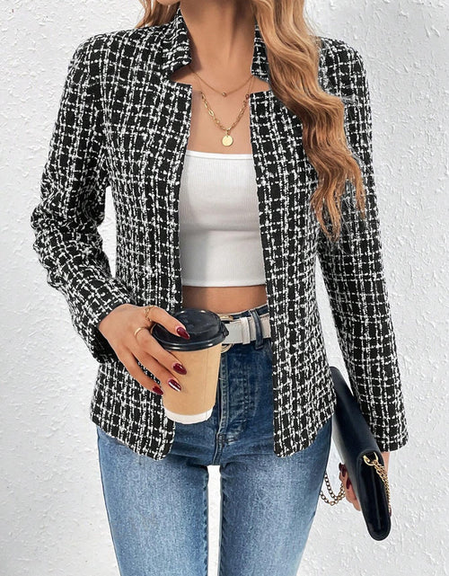 Load image into Gallery viewer, Plaid Open Front Long Sleeve Jacket
