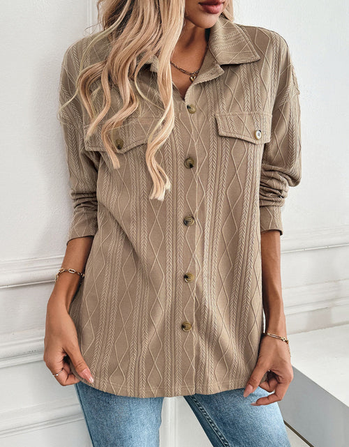 Load image into Gallery viewer, Textured Collared Neck Button Down Shacket
