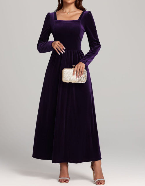 Load image into Gallery viewer, Velvet Square Neck Long Sleeve Dress

