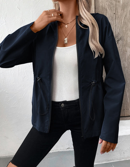 Load image into Gallery viewer, Ivy Lane Drawstring Zip Up Hooded Jacket
