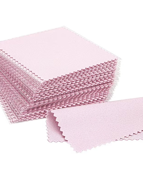 Load image into Gallery viewer, 50Pcs Individually Silver Cleaner Polishing Jewelry Cloth Napkin Tarnish Remover Tool with Package Ornaments for Silverware Gold
