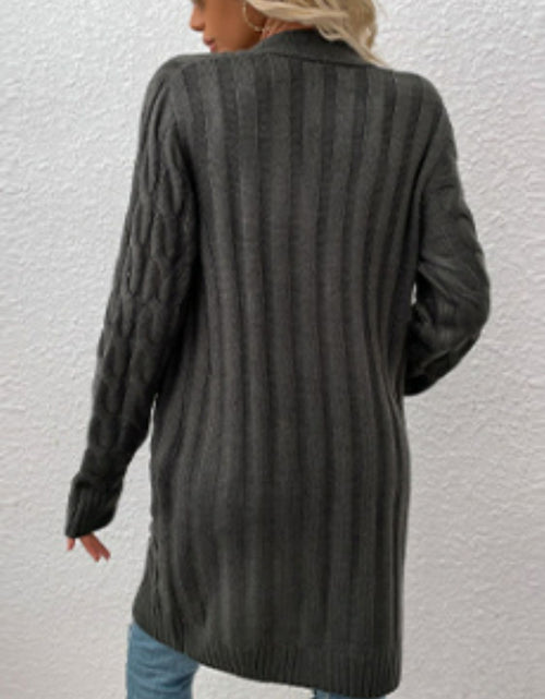 Load image into Gallery viewer, Cable-Knit Button Down Cardigan with Pockets
